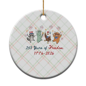 250 Years Of Freedom Ceramic Ornament Patriotic Doodle America Raccoon Goose Highland Cow 4th of July