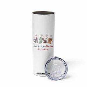 250 Years Of Freedom Skinny Tumbler Patriotic Doodle America Raccoon Goose Highland Cow 4th of July TS14 Print Your Wear