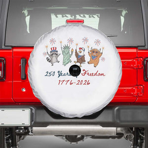 250 Years Of Freedom Spare Tire Cover Patriotic Doodle America Raccoon Goose Highland Cow 4th of July TS14 White Print Your Wear