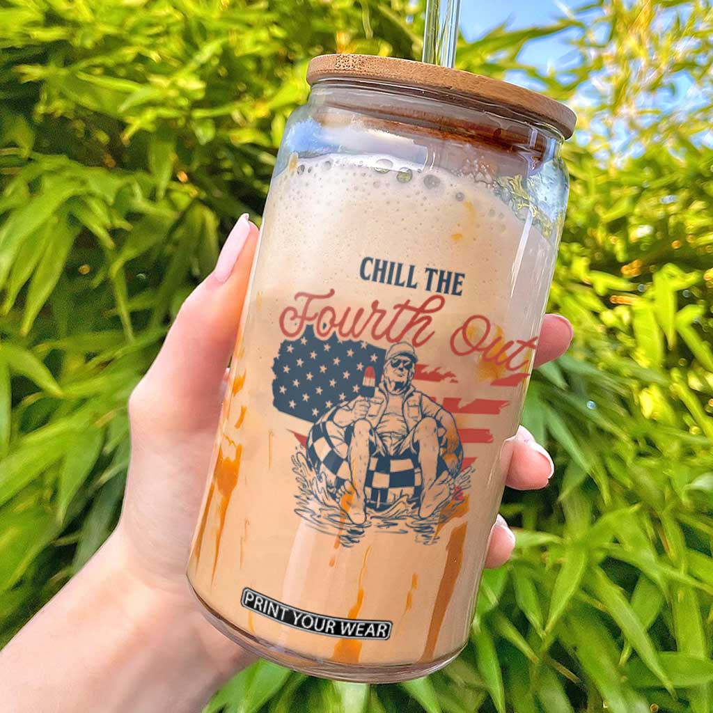 Chill The Fourth Out Glass Can Funny FDT 4th of July