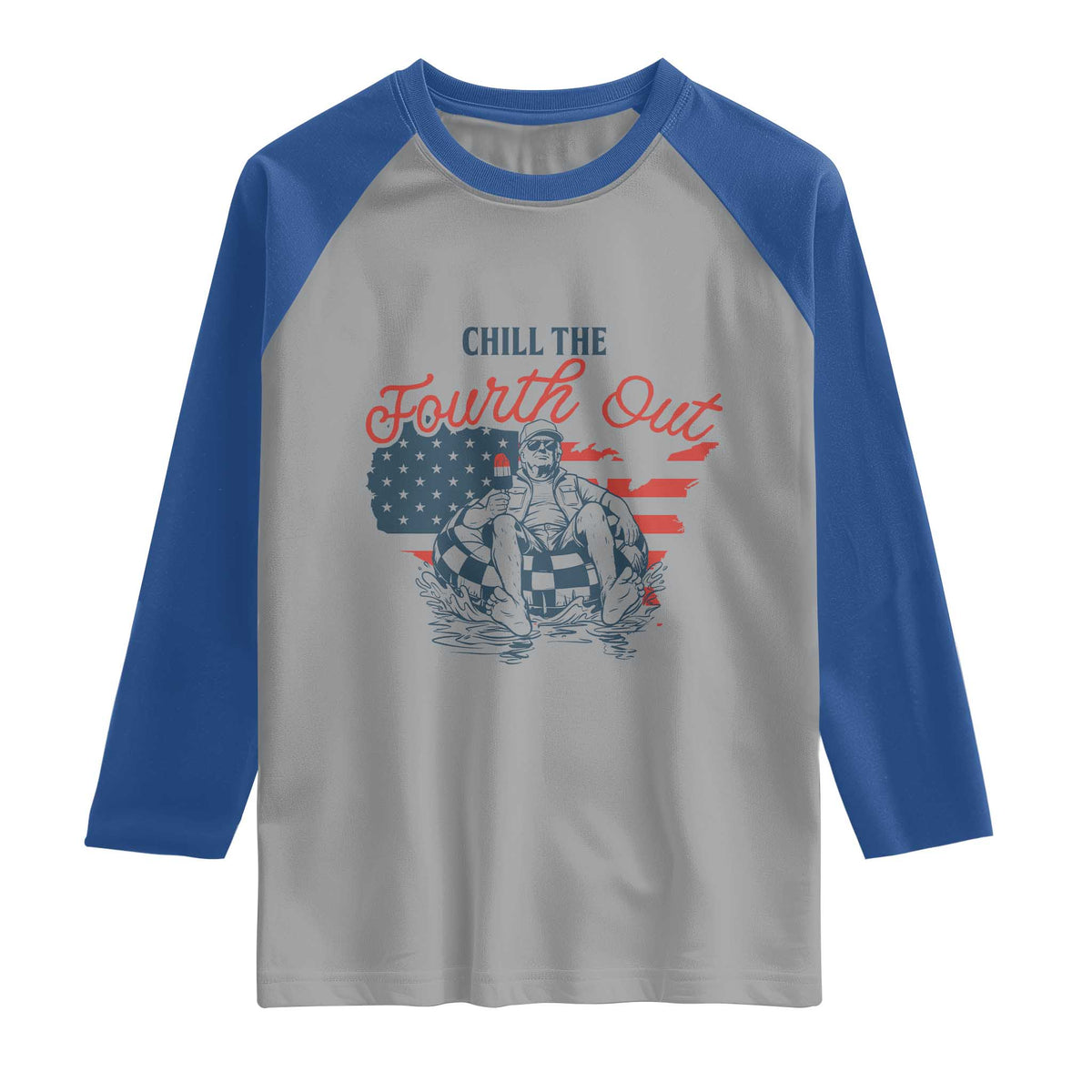 Chill The Fourth Out Raglan Shirt Funny FDT 4th of July TS14 Sport Gray Royal Print Your Wear