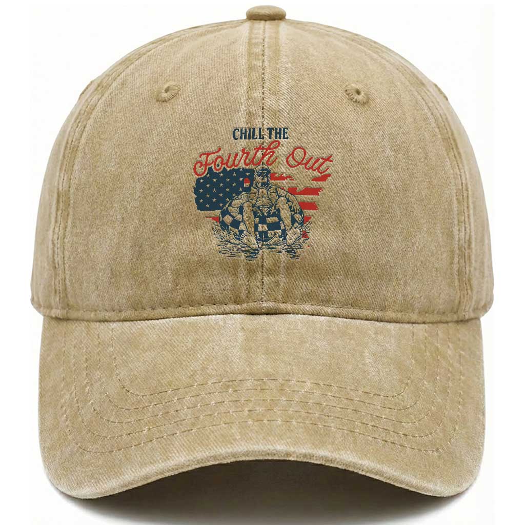 Chill The Fourth Out Washed Cotton Baseball Cap Funny FDT 4th of July