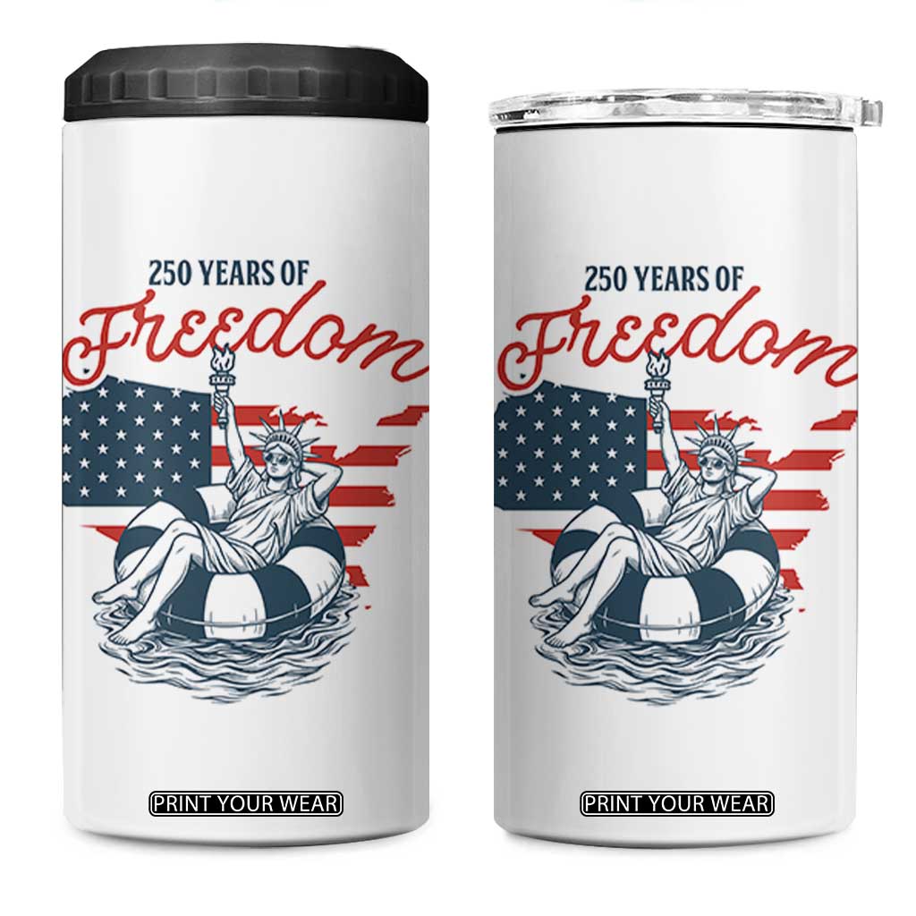 Chill The Fourth Out 4 in 1 Can Cooler Tumbler Funny Statue of Liberty 4th of July