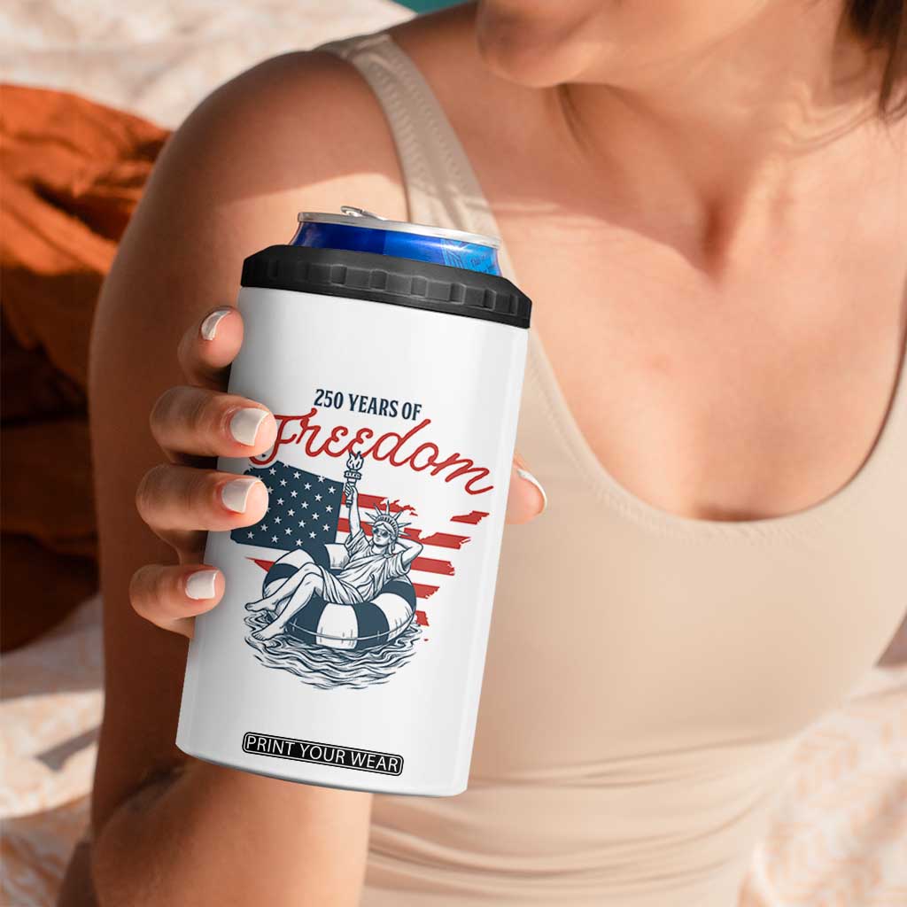 Chill The Fourth Out 4 in 1 Can Cooler Tumbler Funny Statue of Liberty 4th of July