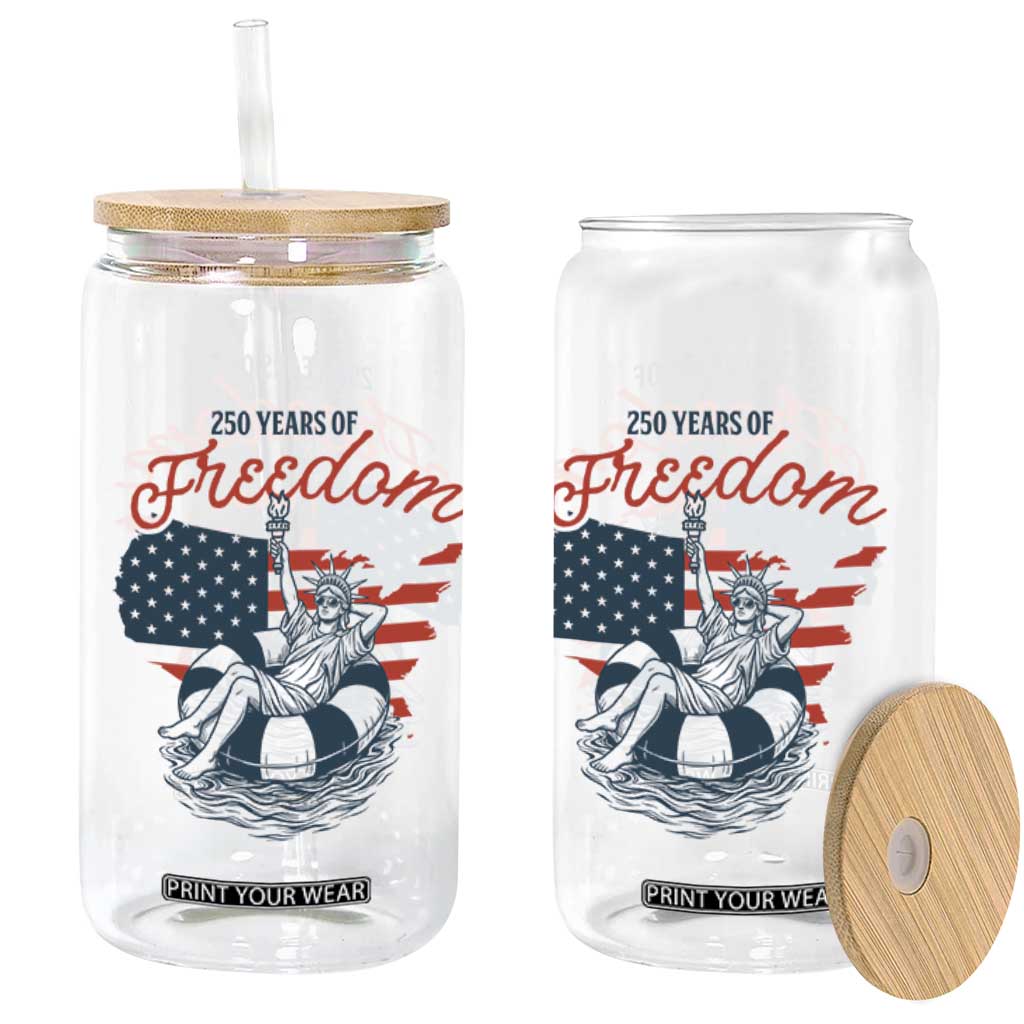 Chill The Fourth Out Glass Can Funny Statue of Liberty 4th of July