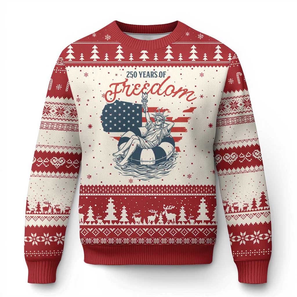 Chill The Fourth Out Ugly Christmas Sweater Funny Statue of Liberty 4th of July TS14 Beige Red Print Your Wear