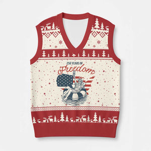 Chill The Fourth Out V-Neck Knit Sweater Vest Funny Statue of Liberty 4th of July
