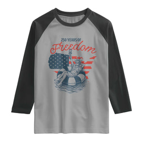 Chill The Fourth Out Raglan Shirt Funny Statue of Liberty 4th of July