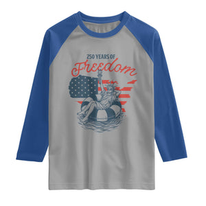 Chill The Fourth Out Raglan Shirt Funny Statue of Liberty 4th of July