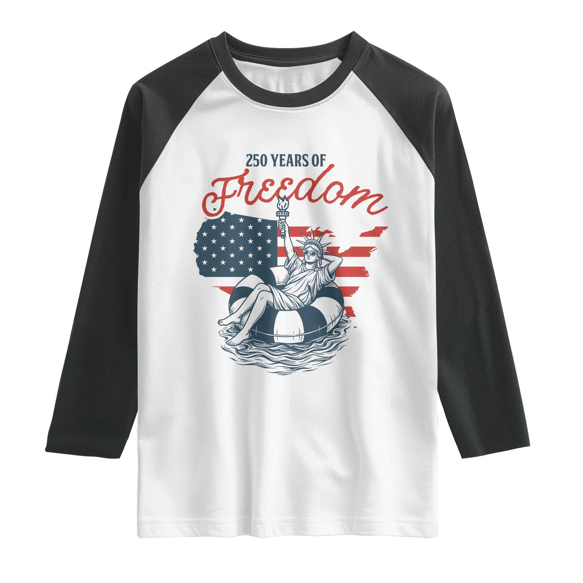 Chill The Fourth Out Raglan Shirt Funny Statue of Liberty 4th of July