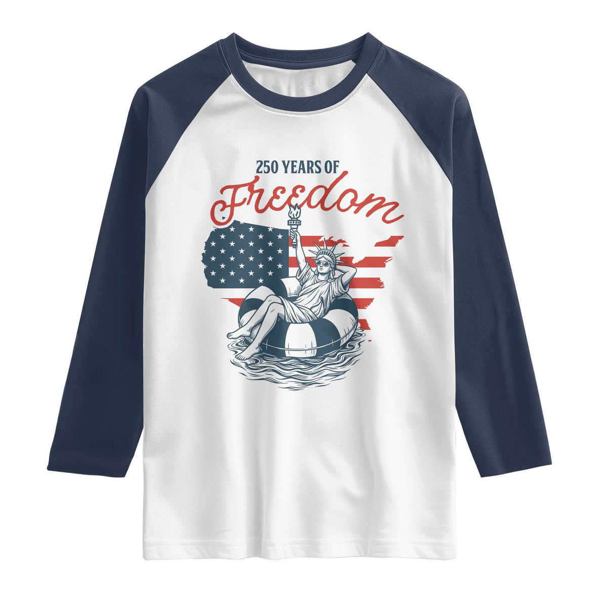 Chill The Fourth Out Raglan Shirt Funny Statue of Liberty 4th of July