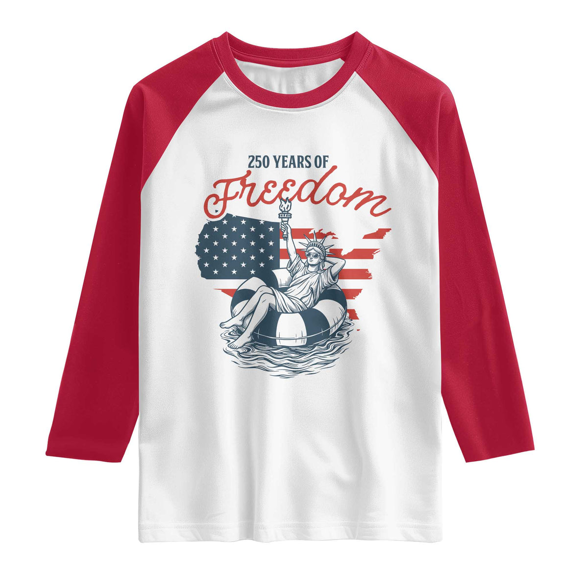 Chill The Fourth Out Raglan Shirt Funny Statue of Liberty 4th of July
