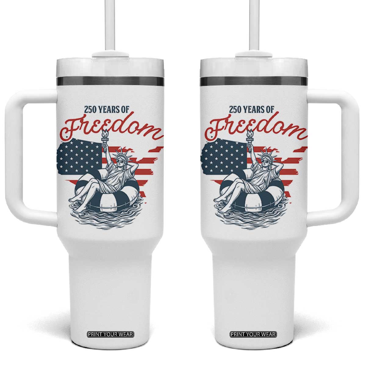 Chill The Fourth Out Tumbler With Handle Funny Statue of Liberty 4th of July