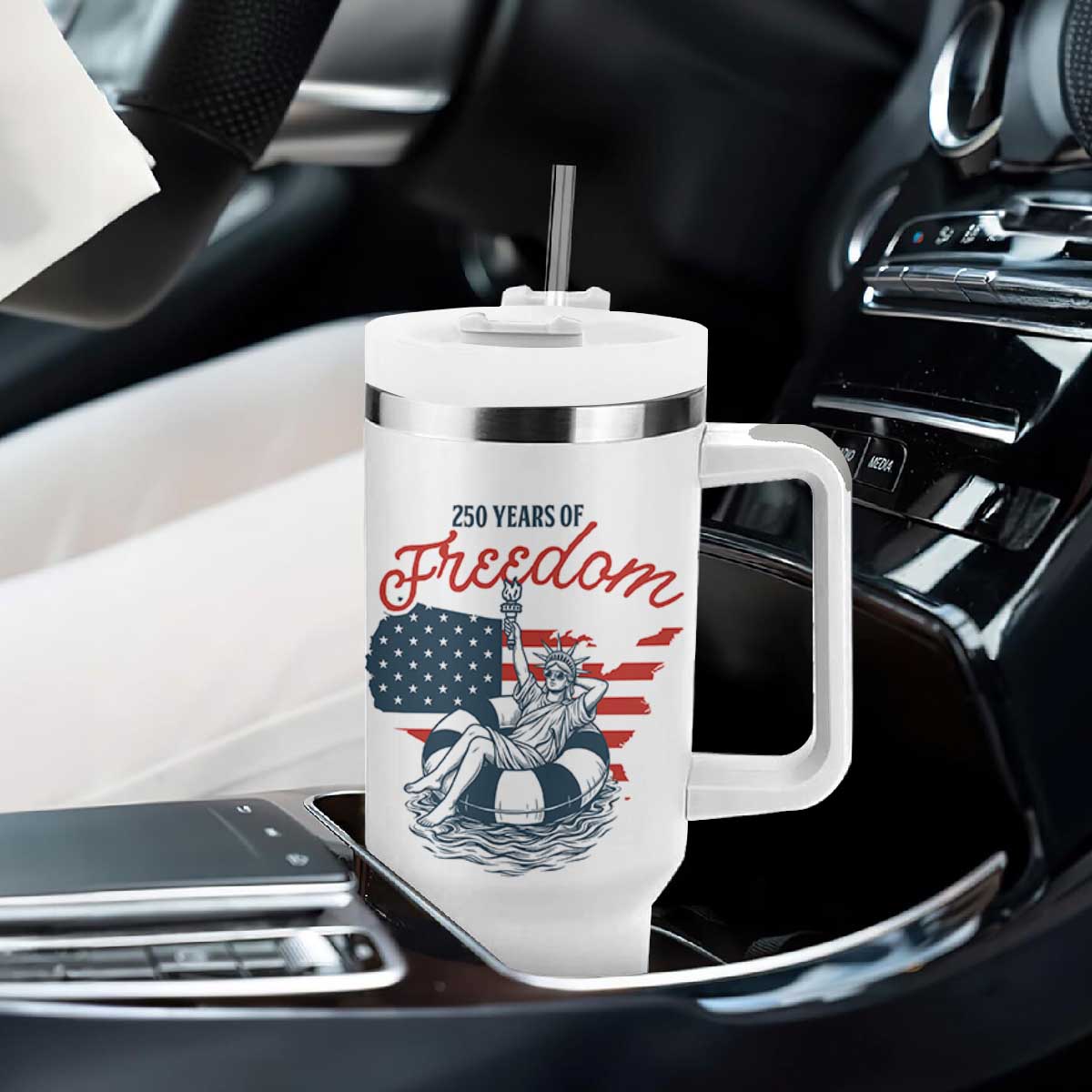 Chill The Fourth Out Tumbler With Handle Funny Statue of Liberty 4th of July