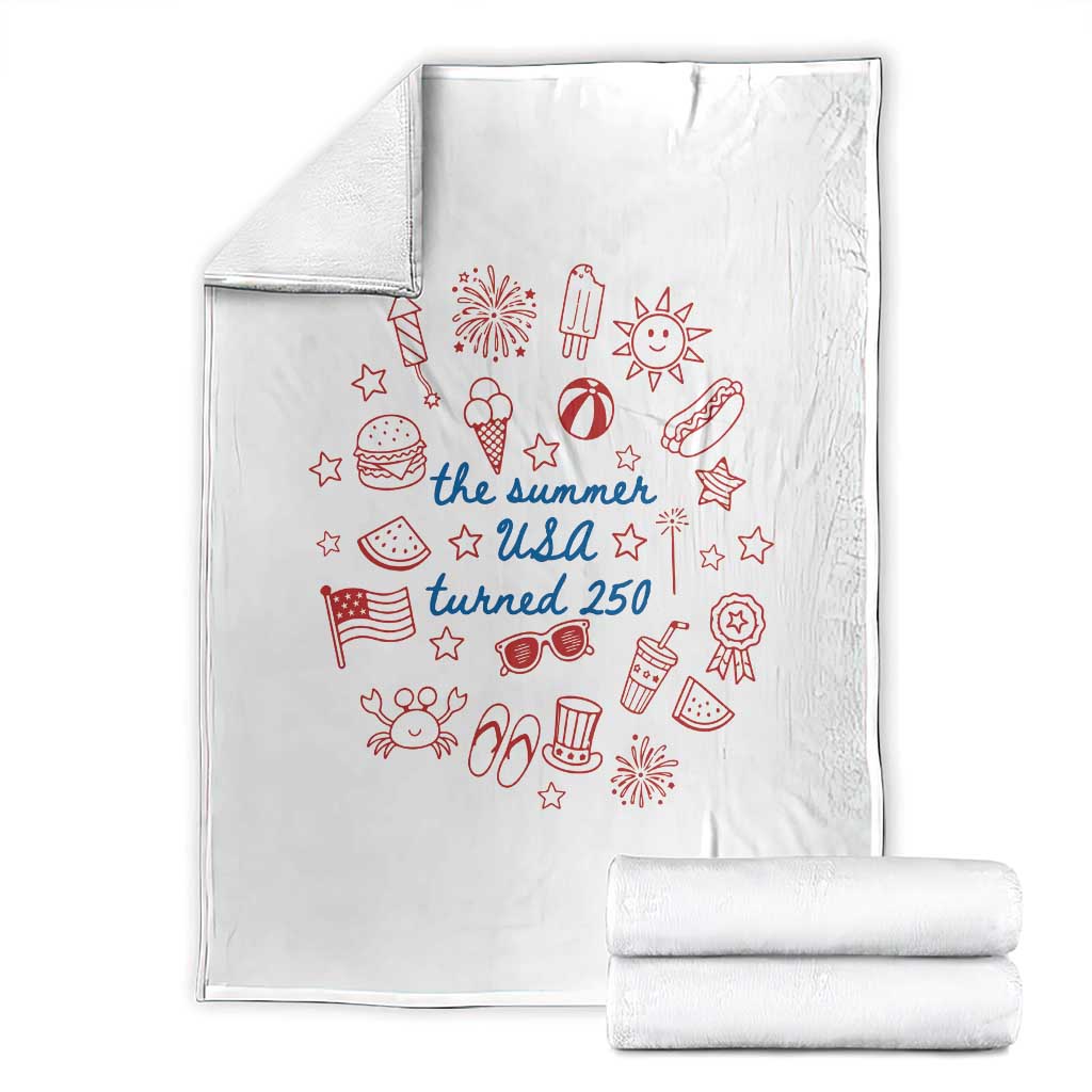 The Summer USA Turned 250 Throw Blanket 250 Years America Anniversary 4th of July
