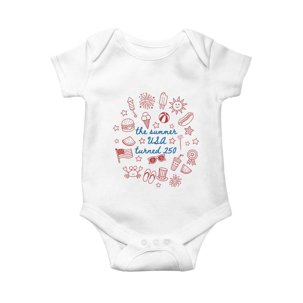 The Summer USA Turned 250 Baby Onesie 250 Years America Anniversary 4th of July TS14 White Print Your Wear