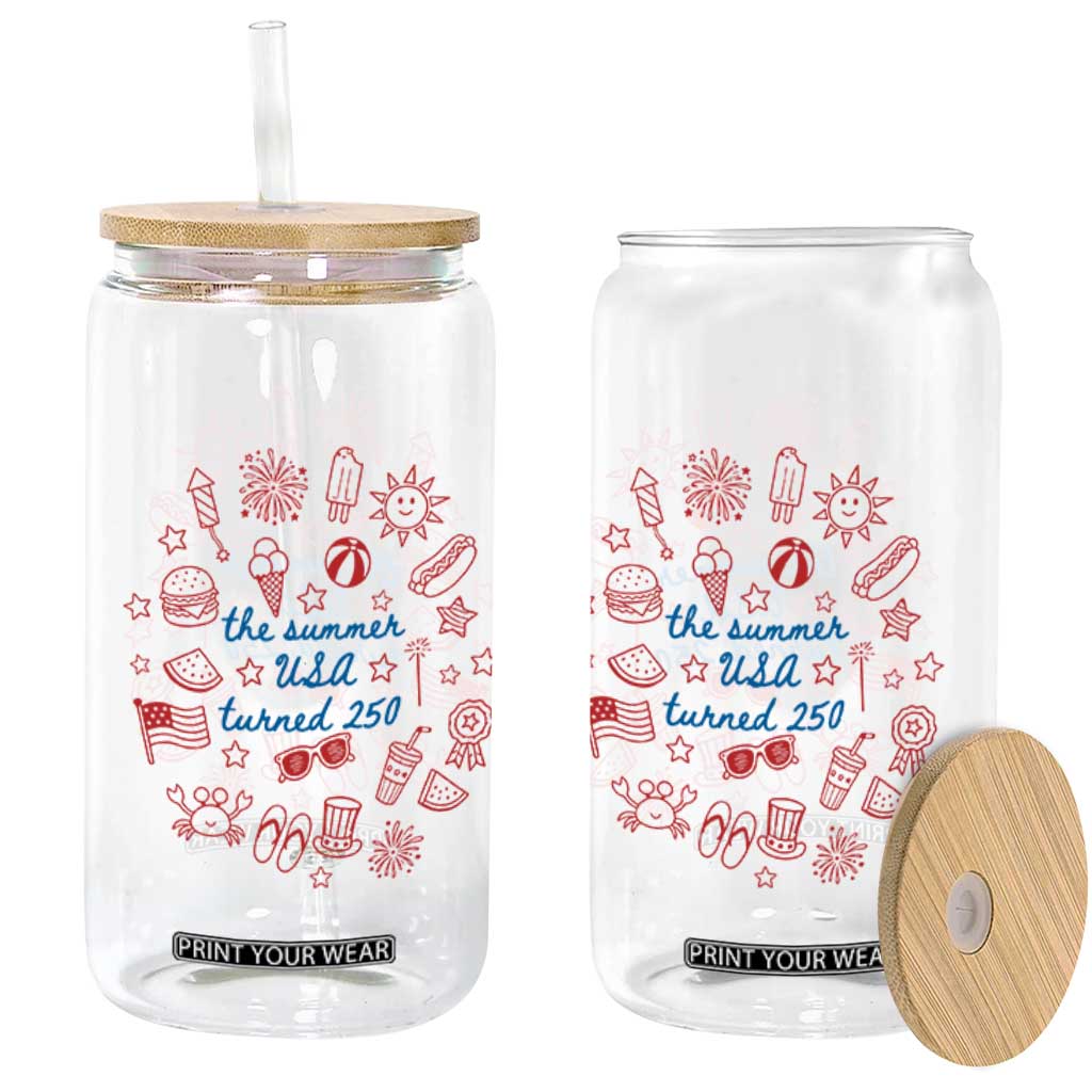 The Summer USA Turned 250 Glass Can 250 Years America Anniversary 4th of July