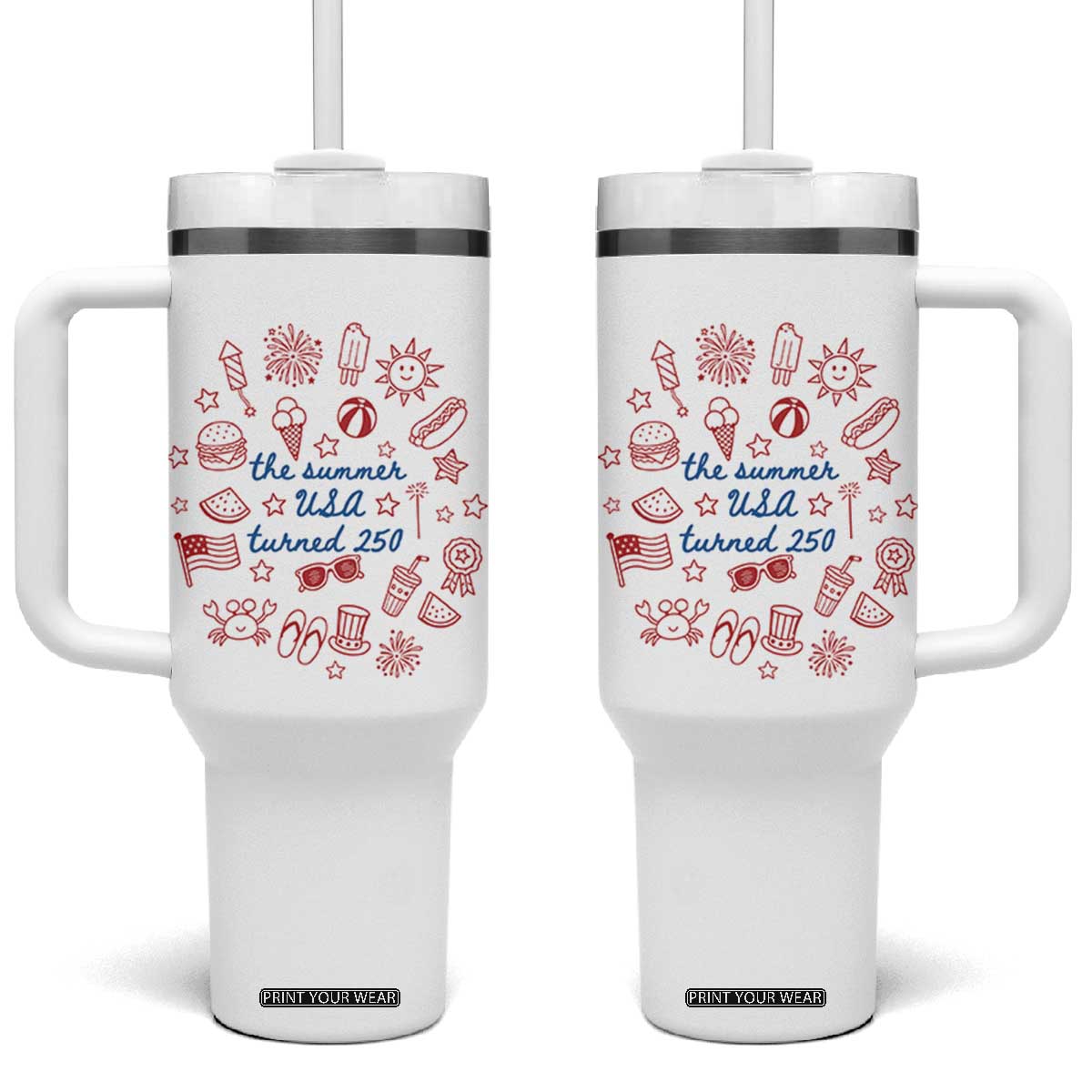 The Summer USA Turned 250 Tumbler With Handle 250 Years America Anniversary 4th of July