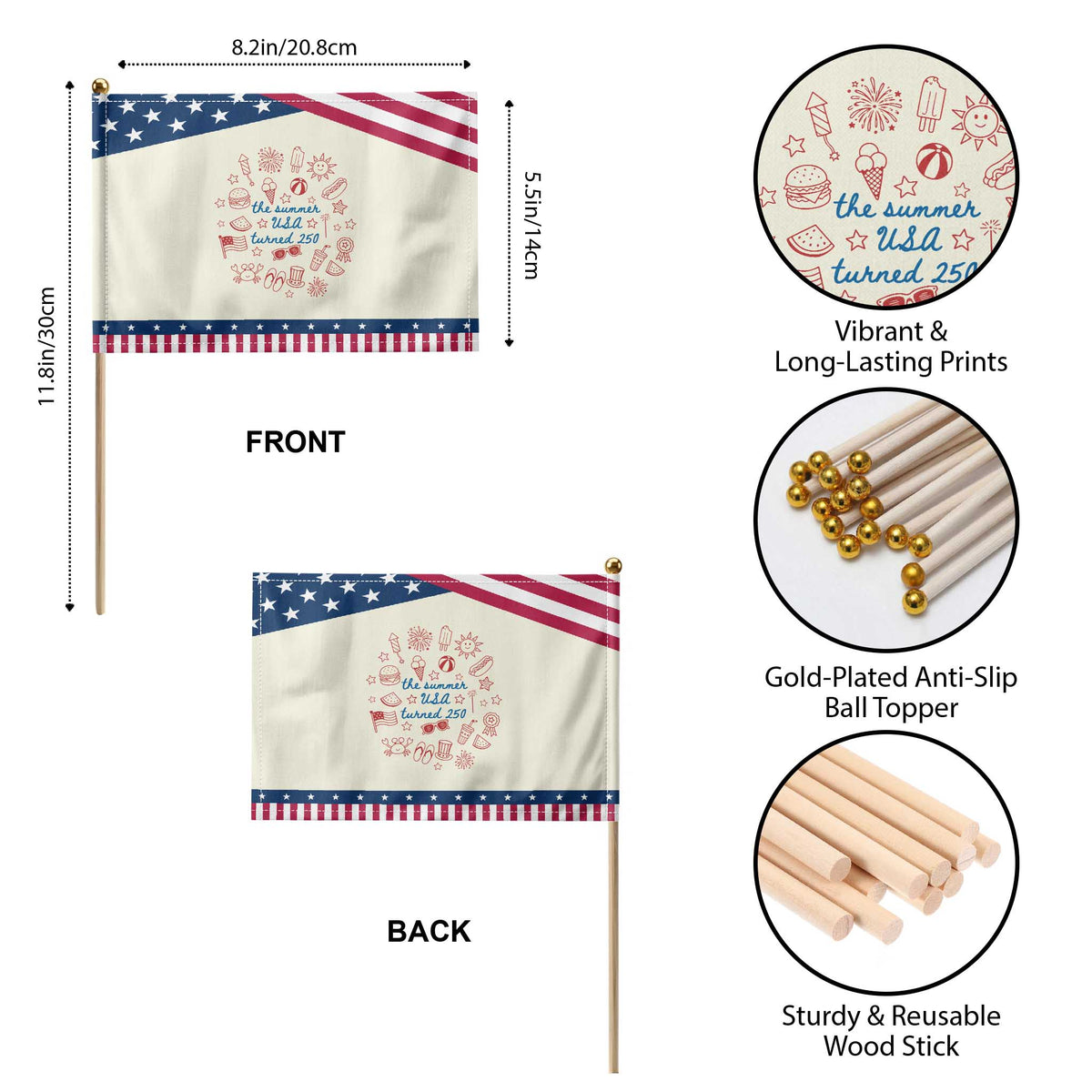 The Summer USA Turned 250 Patriotic Handheld Flag 250 Years America Anniversary 4th of July