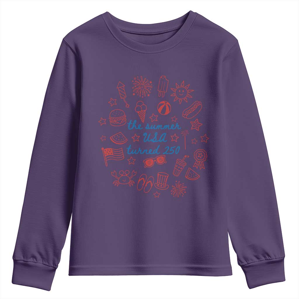 The Summer USA Turned 250 Youth Sweatshirt 250 Years America Anniversary 4th of July
