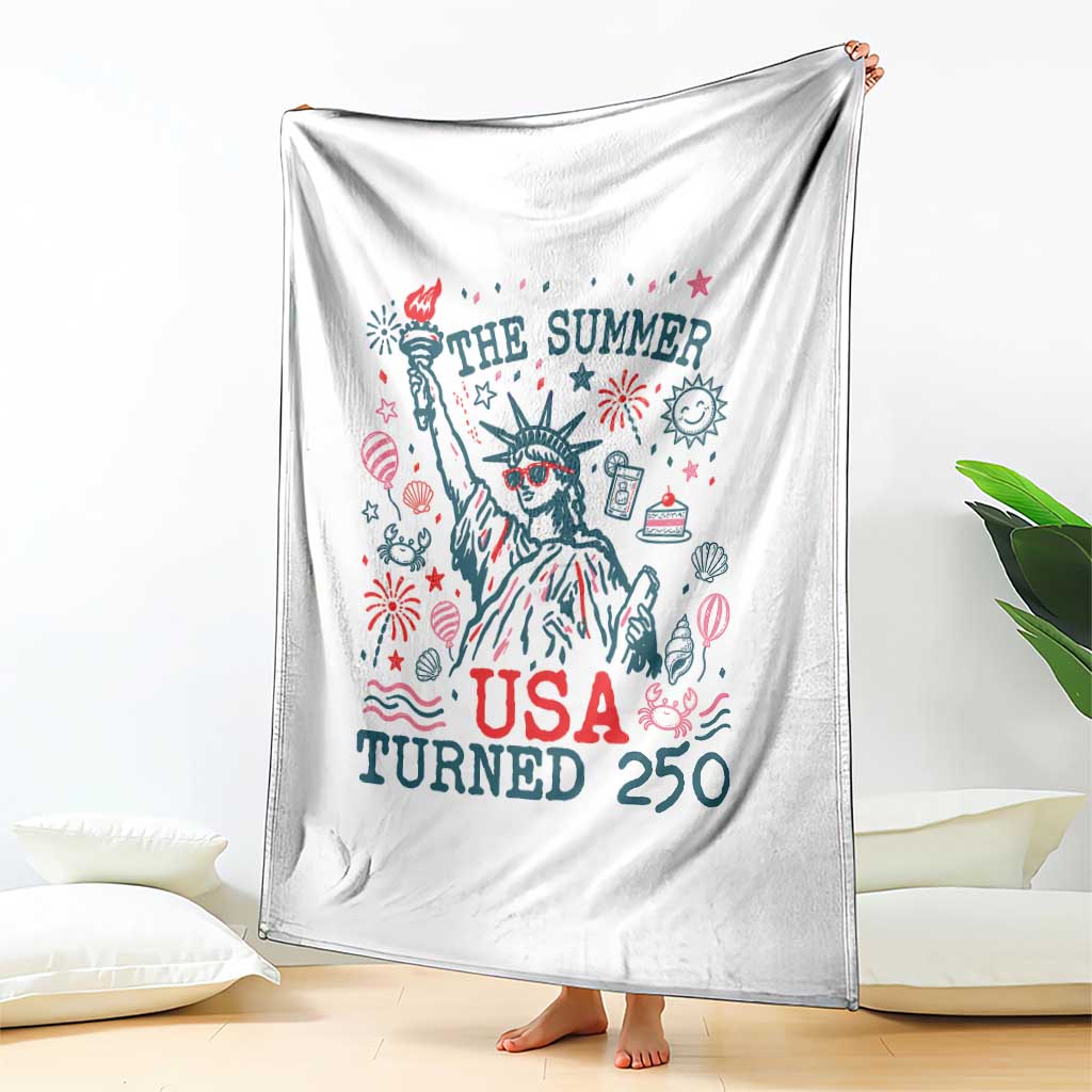 250 Years America Anniversary Statue of Liberty Throw Blanket The Summer USA Turned 250