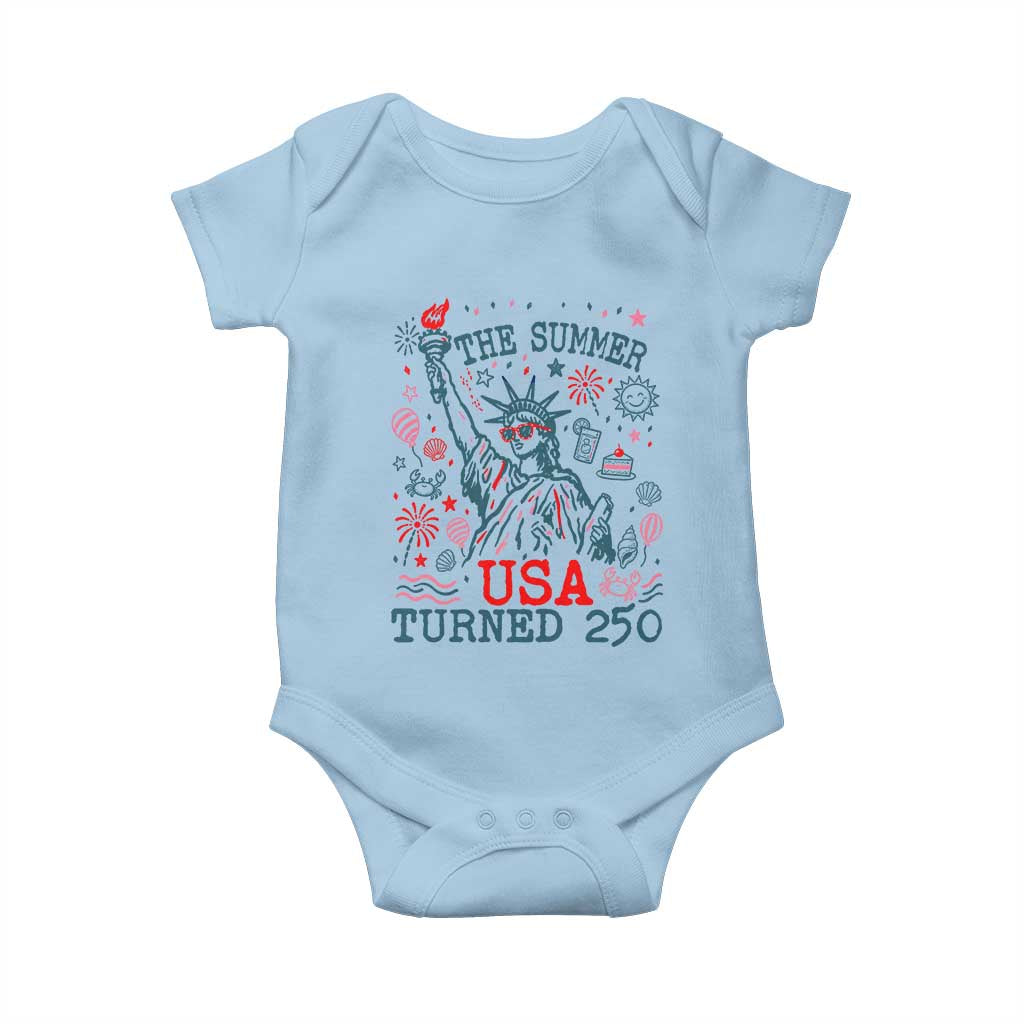 250 Years America Anniversary Statue of Liberty Baby Onesie The Summer USA Turned 250 TS14 Light Blue Print Your Wear
