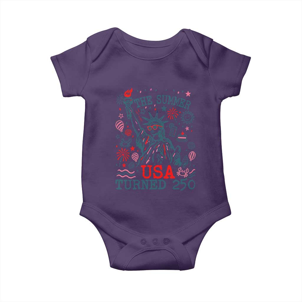 250 Years America Anniversary Statue of Liberty Baby Onesie The Summer USA Turned 250 TS14 Purple Print Your Wear