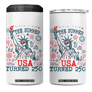 250 Years America Anniversary Statue of Liberty 4 in 1 Can Cooler Tumbler The Summer USA Turned 250