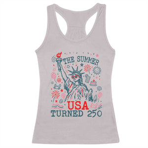 250 Years America Anniversary Statue of Liberty Racerback Tank Top The Summer USA Turned 250