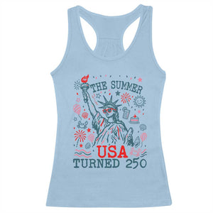 250 Years America Anniversary Statue of Liberty Racerback Tank Top The Summer USA Turned 250