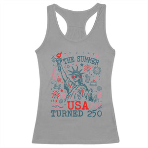 250 Years America Anniversary Statue of Liberty Racerback Tank Top The Summer USA Turned 250