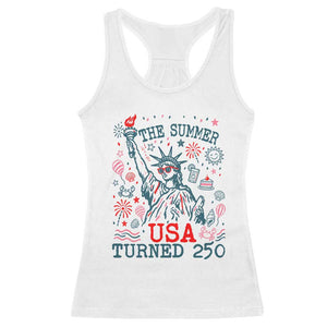 250 Years America Anniversary Statue of Liberty Racerback Tank Top The Summer USA Turned 250