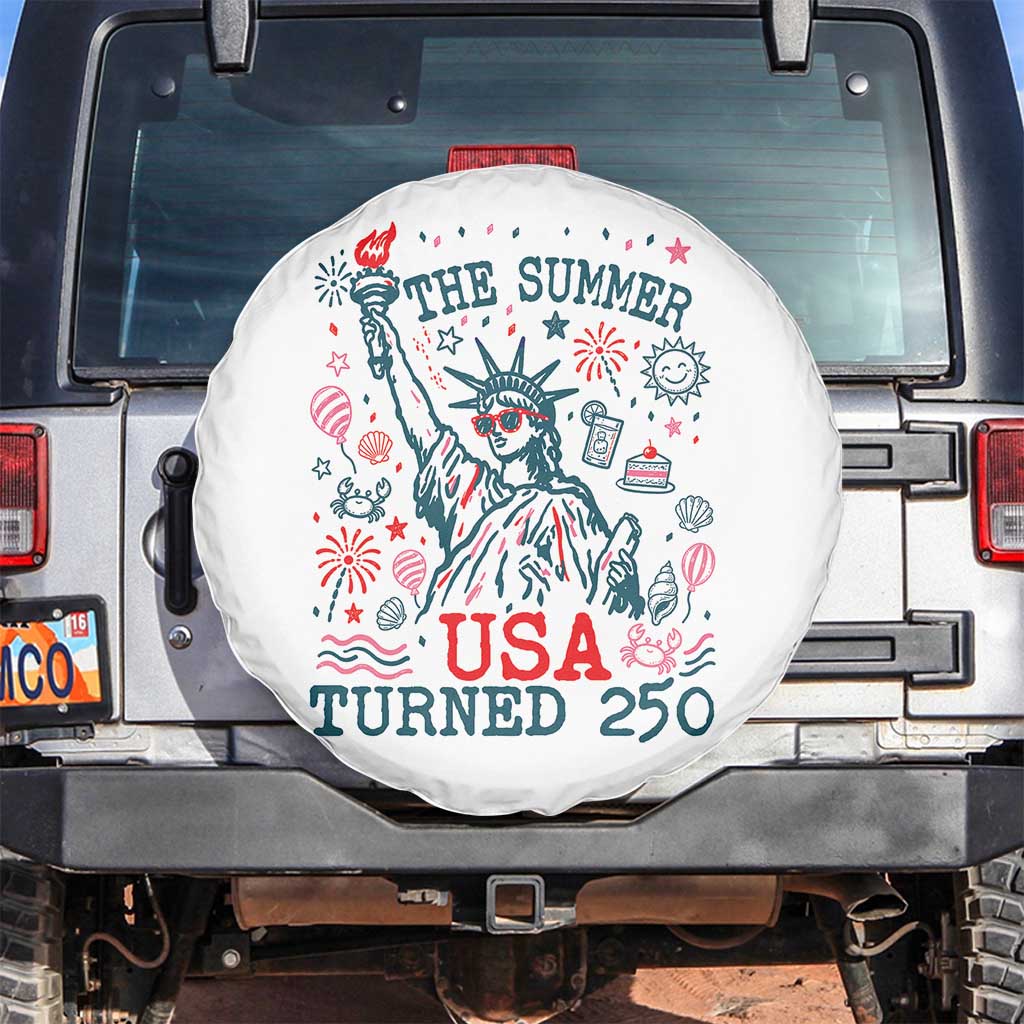 250 Years America Anniversary Statue of Liberty Spare Tire Cover The Summer USA Turned 250 TS14 No hole White Print Your Wear