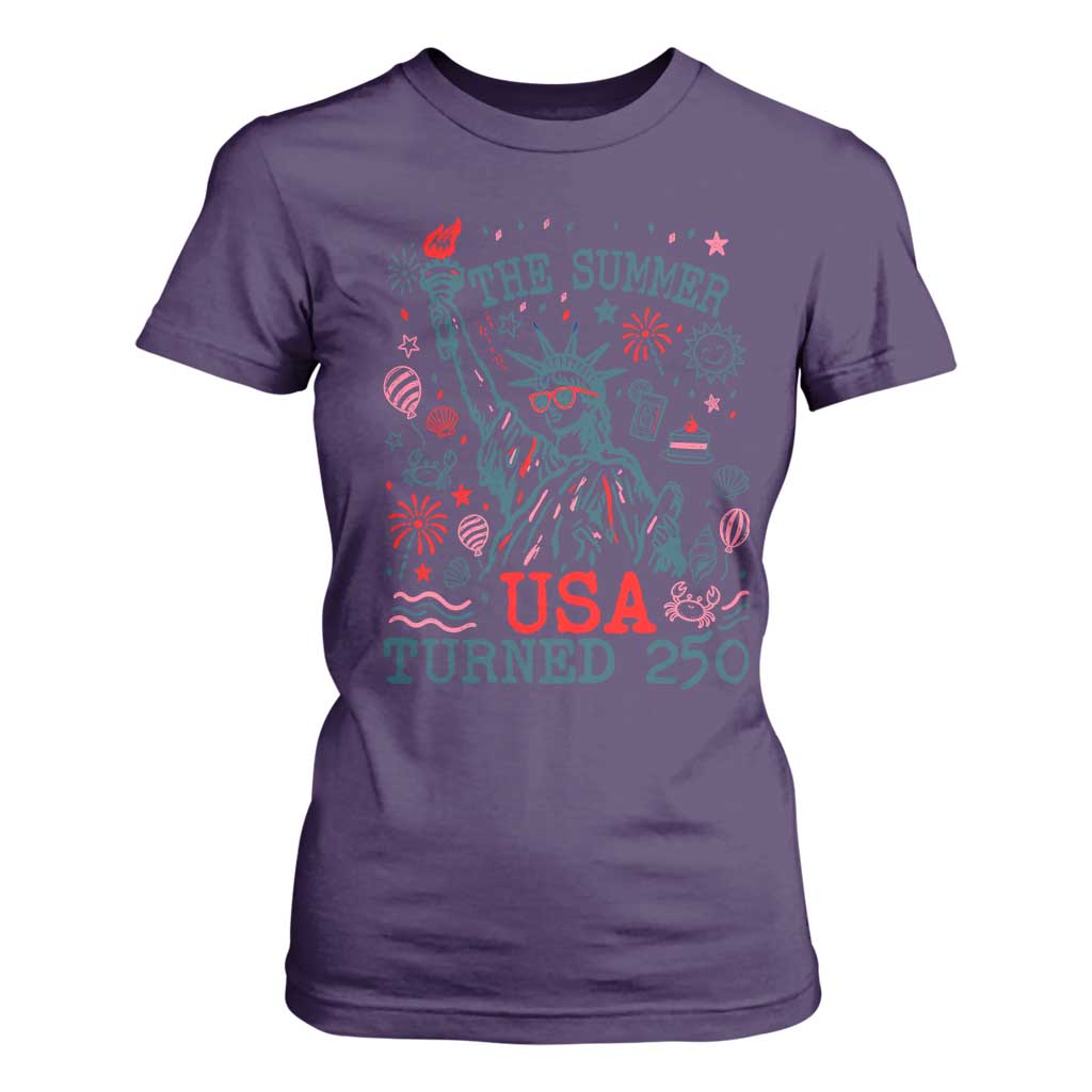 250 Years America Anniversary Statue of Liberty T Shirt For Women The Summer USA Turned 250