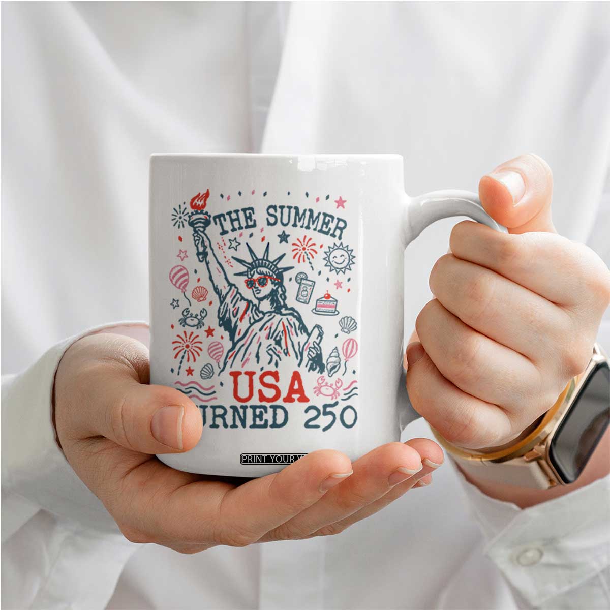 250 Years America Anniversary Statue of Liberty Coffee Mug The Summer USA Turned 250