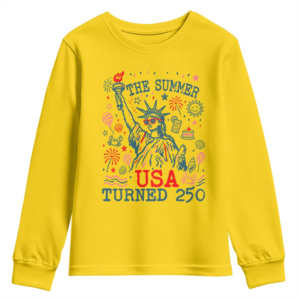 250 Years America Anniversary Statue of Liberty Youth Sweatshirt The Summer USA Turned 250