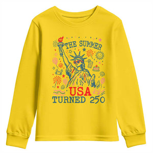 250 Years America Anniversary Statue of Liberty Youth Sweatshirt The Summer USA Turned 250