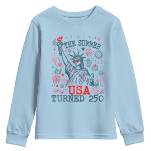 250 Years America Anniversary Statue of Liberty Youth Sweatshirt The Summer USA Turned 250