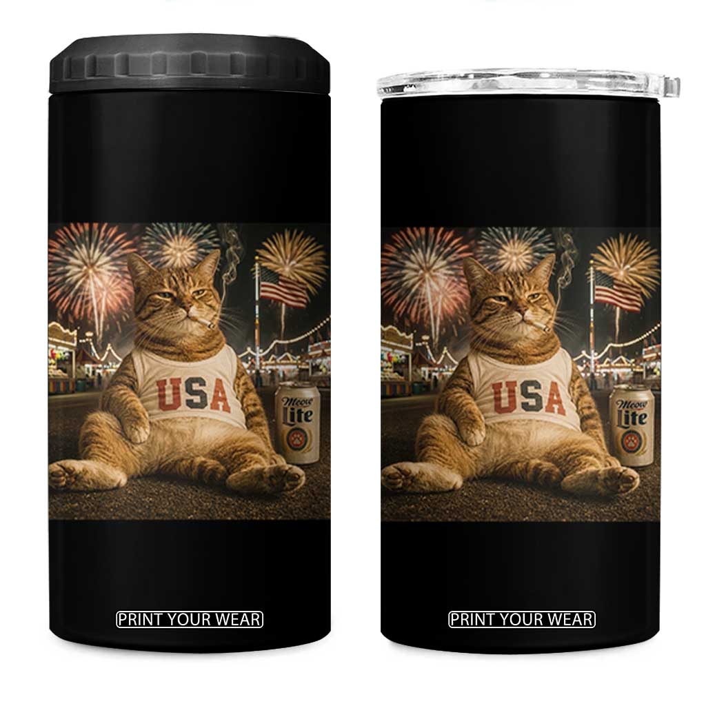 USA 250th Anniversary Statue of Liberty 4 in 1 Can Cooler Tumbler The Summer USA Turned 250 TS14 One Size: 16 oz Black Print Your Wear