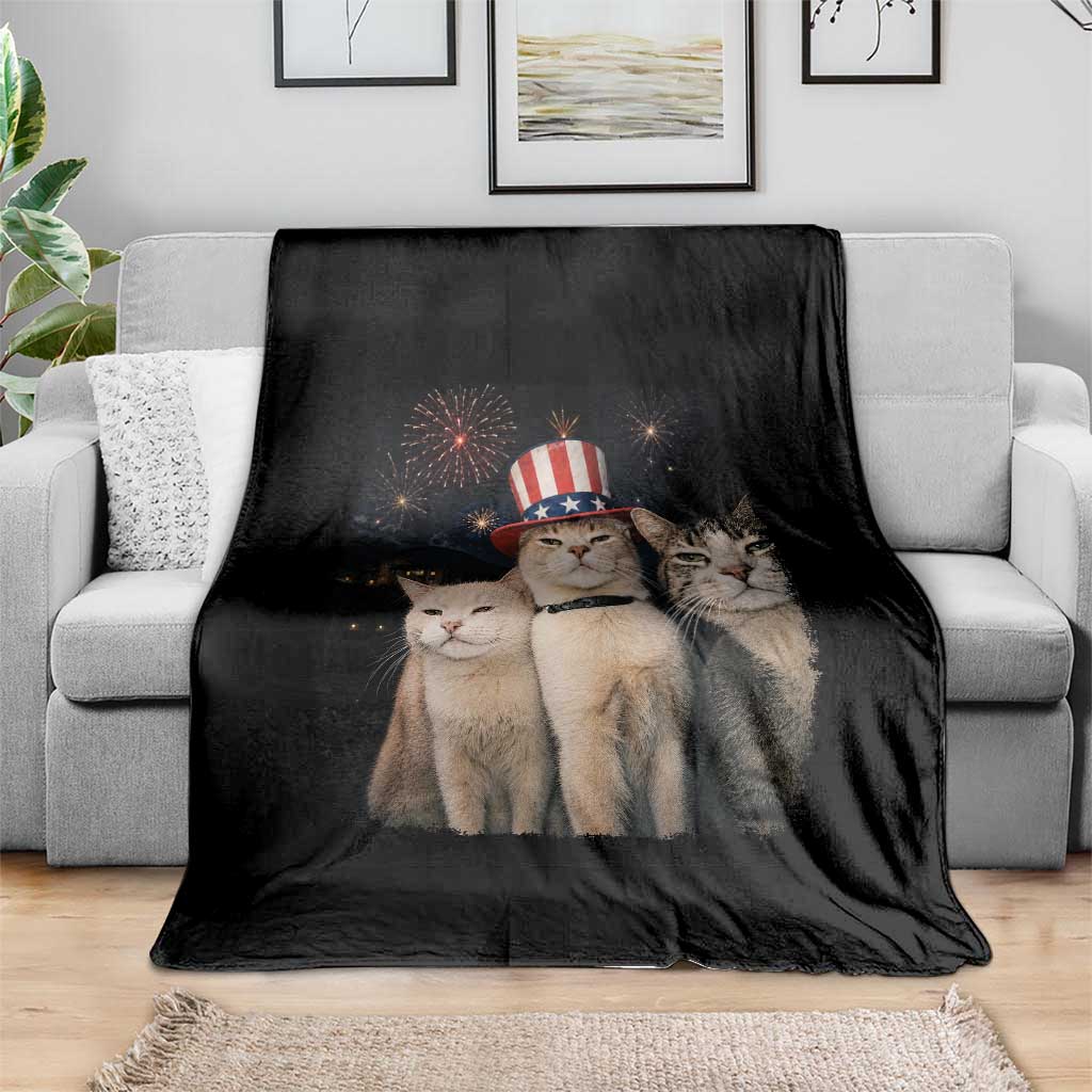 Patriotic Smoking Cat Throw Blanket Funny American Cat Lover 4th of July TS14 Print Your Wear