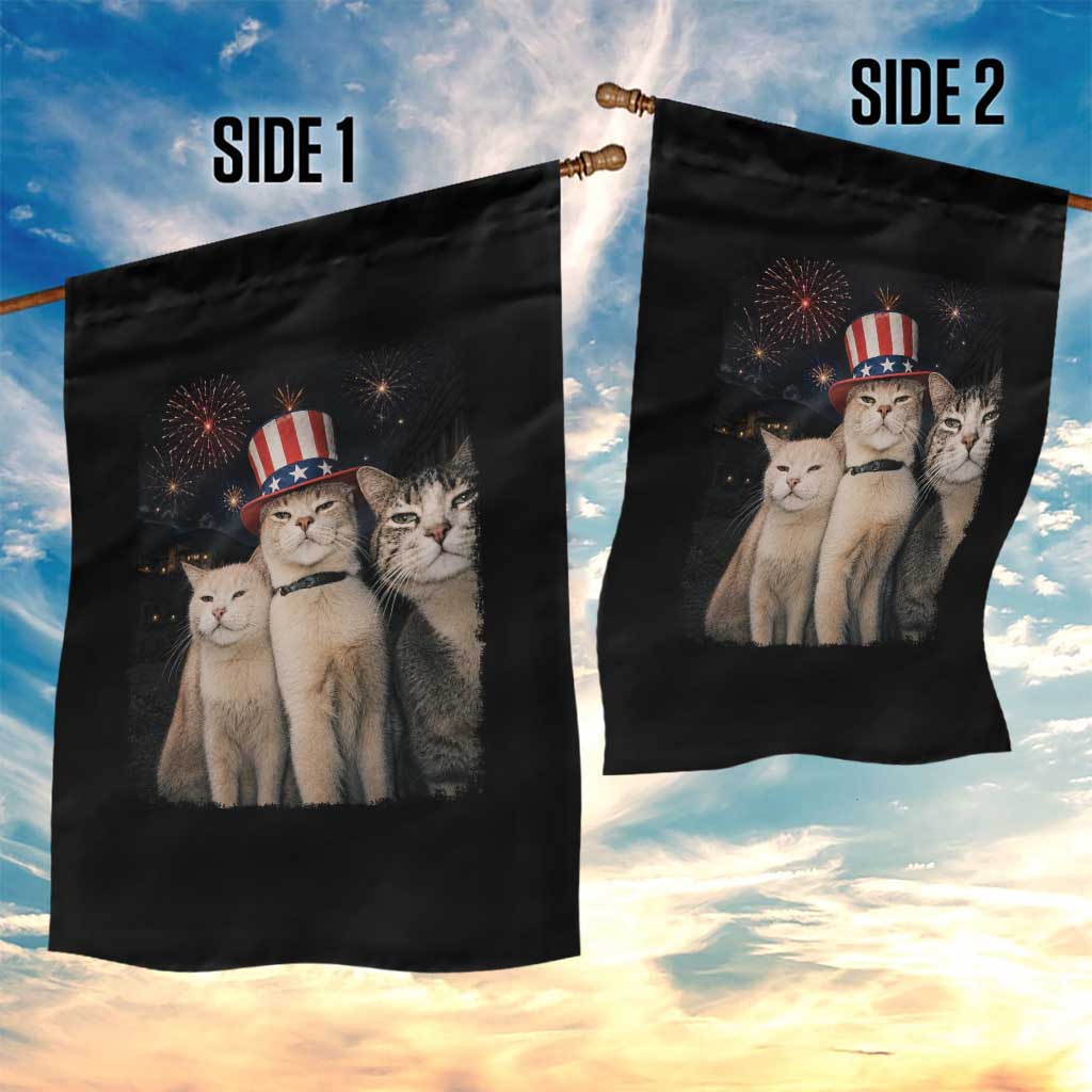 Patriotic Smoking Cat Garden Flag Funny American Cat Lover 4th of July