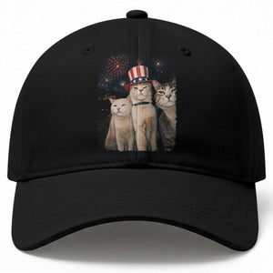 Patriotic Smoking Cat Baseball Cap Funny American Cat Lover 4th of July TS14 Print Your Wear