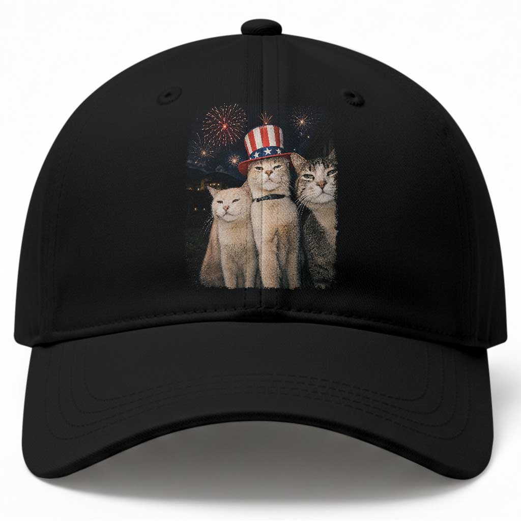 Patriotic Smoking Cat Baseball Cap Funny American Cat Lover 4th of July TS14 Print Your Wear