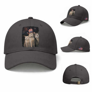 Patriotic Smoking Cat Baseball Cap Funny American Cat Lover 4th of July TS14 Baseball Cap Universal Fit Dark Gray Print Your Wear