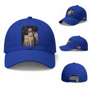 Patriotic Smoking Cat Baseball Cap Funny American Cat Lover 4th of July TS14 Baseball Cap Universal Fit Royal Blue Print Your Wear