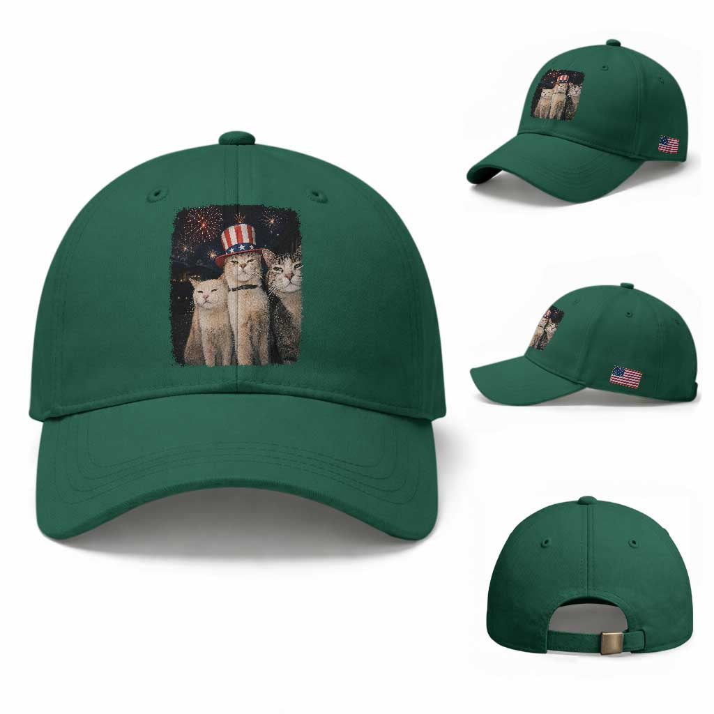 Patriotic Smoking Cat Baseball Cap Funny American Cat Lover 4th of July TS14 Baseball Cap Universal Fit Irish Green Print Your Wear