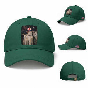Patriotic Smoking Cat Baseball Cap Funny American Cat Lover 4th of July TS14 Baseball Cap Universal Fit Irish Green Print Your Wear