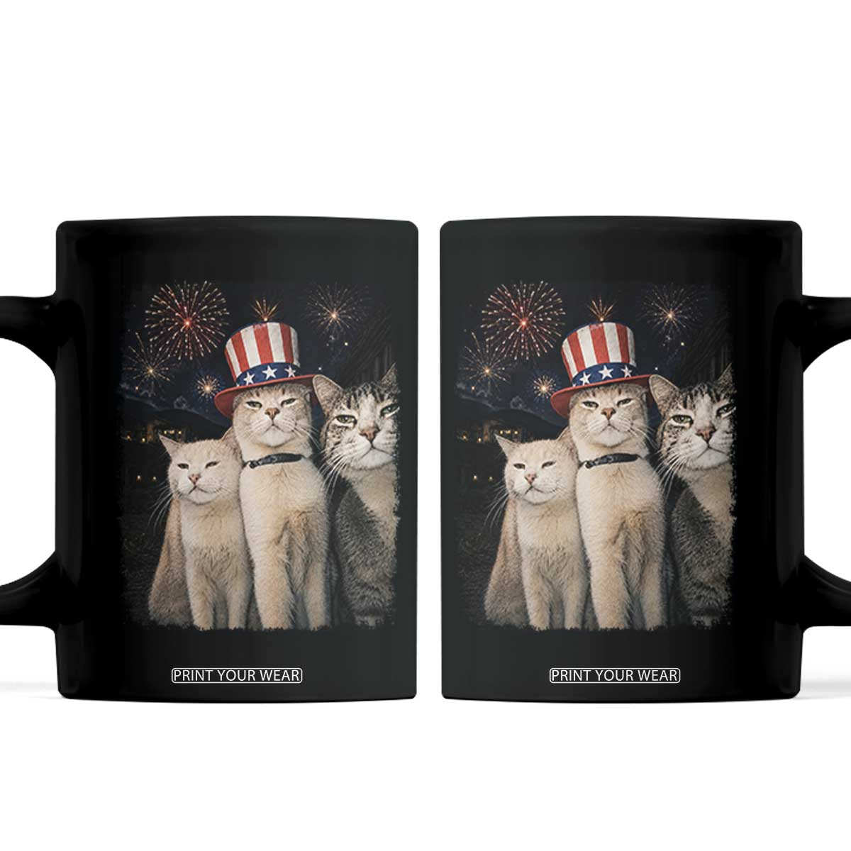 Patriotic Smoking Cat Coffee Mug Funny American Cat Lover 4th of July