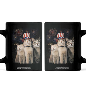 Patriotic Smoking Cat Coffee Mug Funny American Cat Lover 4th of July