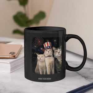 Patriotic Smoking Cat Coffee Mug Funny American Cat Lover 4th of July